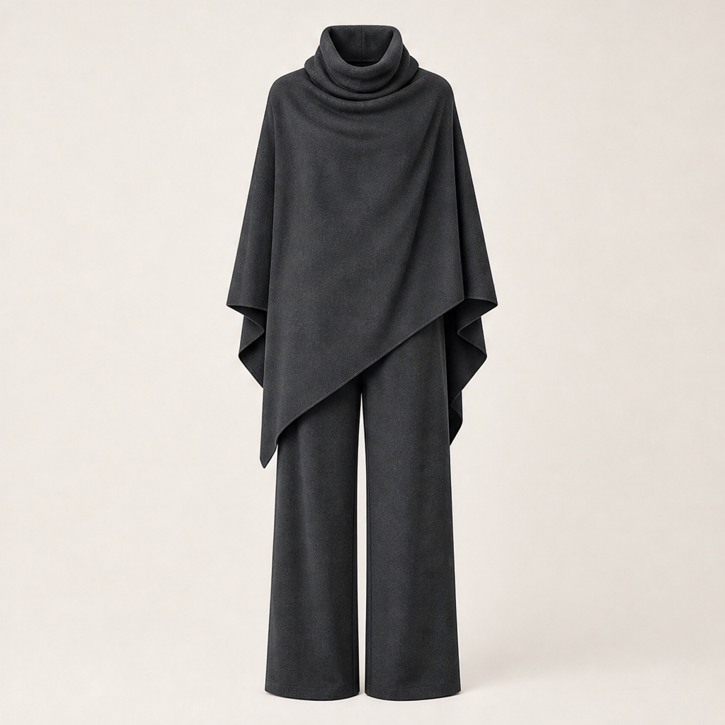 Voralia – Completo Cappa Collo Alto e Pantaloni Larghi Charcoal