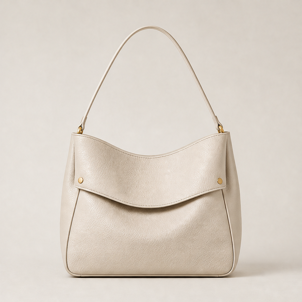 Velmora – Borsa Hobo in Pelle con Patta Beige