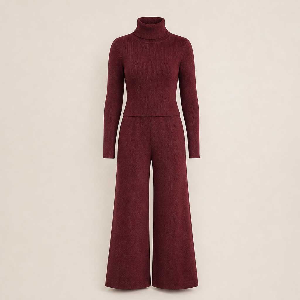 Varnesca – Completo Dolcevita e Pantaloni Larghi Burgundy