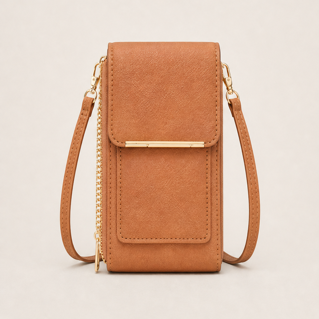 Velmora – Mini Borsa a Tracolla Porta Cellulare RFID Tan