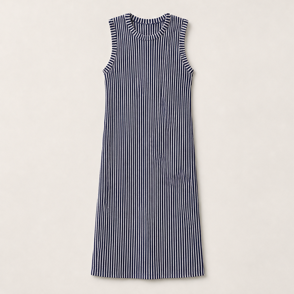 Colonne – Abito Lungo a Righe Senza Maniche Navy