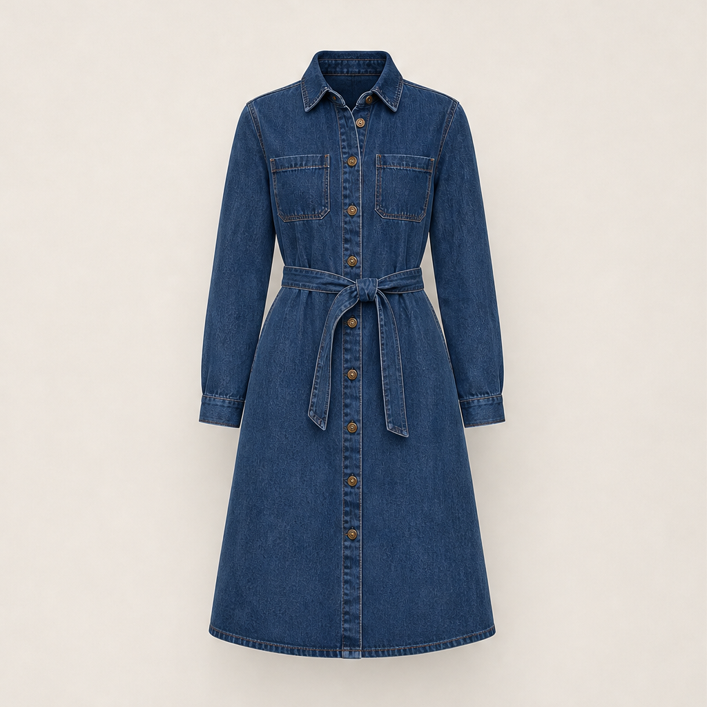 Camberlin – Abito Chemisier in Denim con Cintura Denim Blue