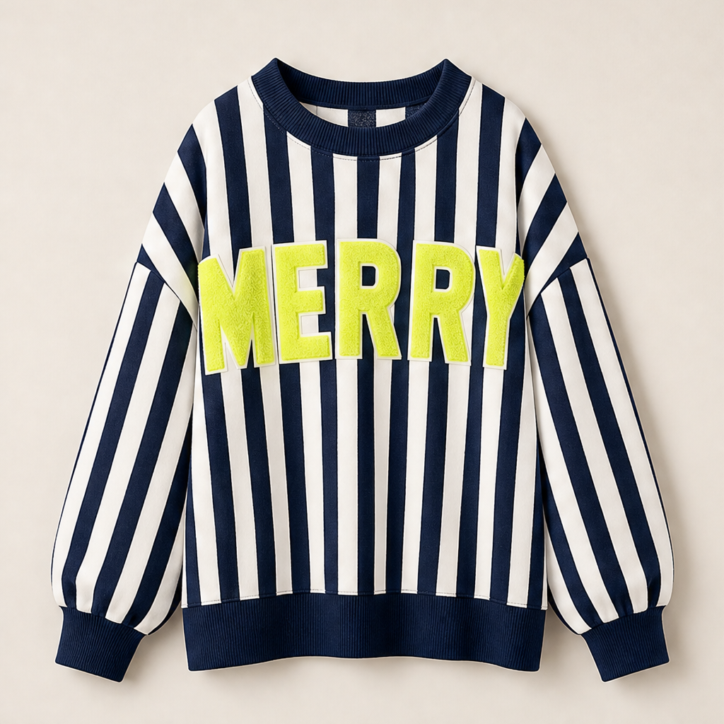 Novarelli – Felpa Natalizia Oversize a Righe Navy
