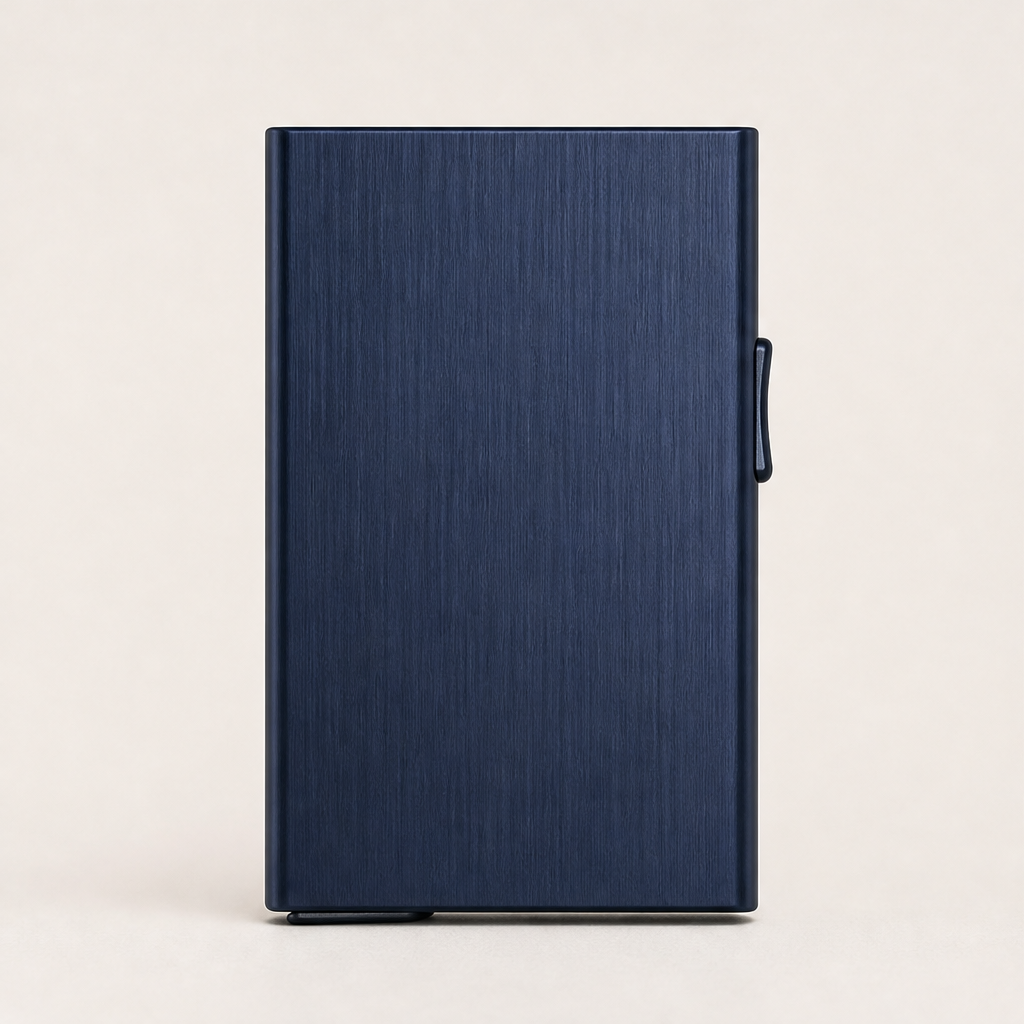 Metavo – Porta Carte in Metallo con Blocco RFID Navy