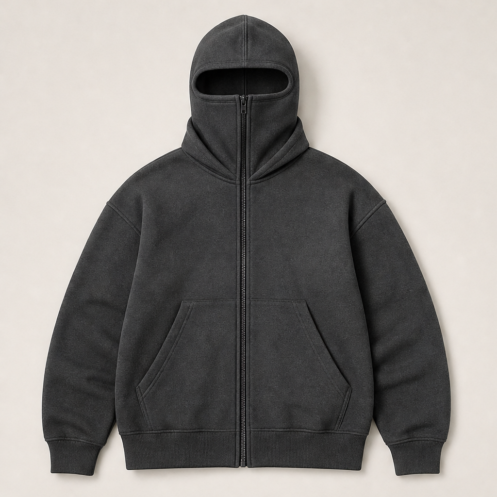 Zenkuro – Felpa Ninja con Zip e Maschera Integrata Grey
