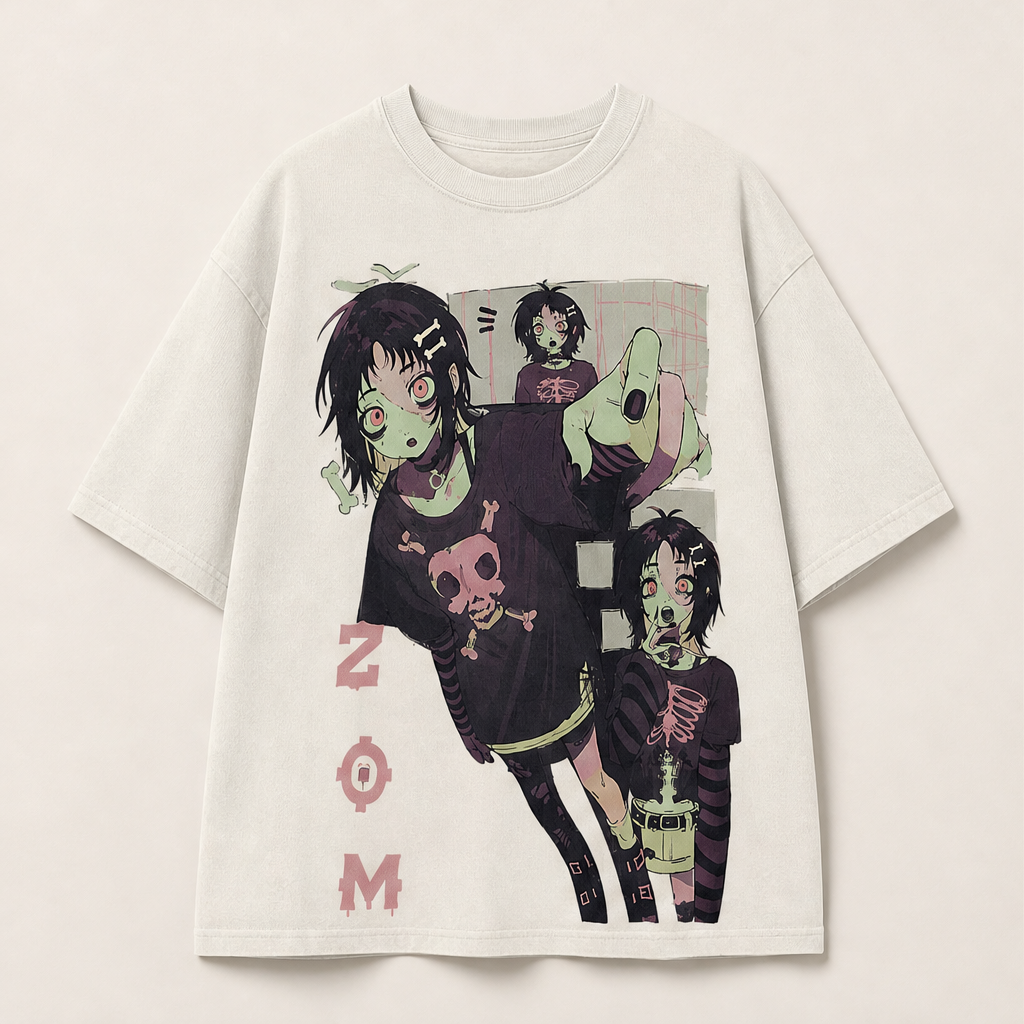 Vornetta – T-Shirt Oversize Stampa Zombie Girl Beige