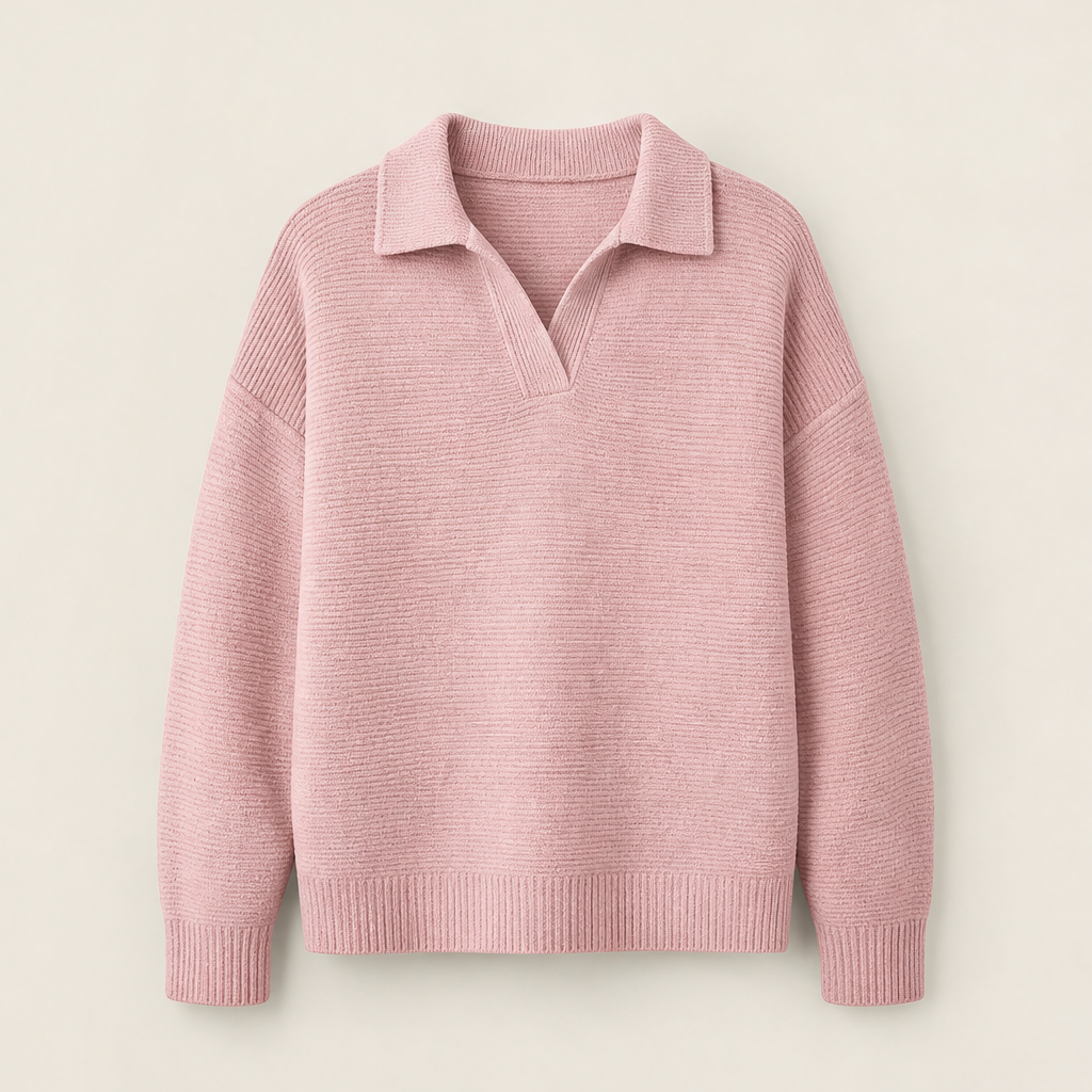 Novarello – Maglione Girocollo a Polo in Maglia Pink