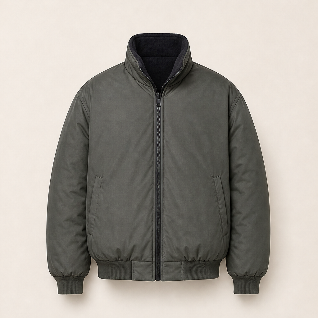 Varoneo – Bomber Reversibile Collo a Imbuto Dark Olive