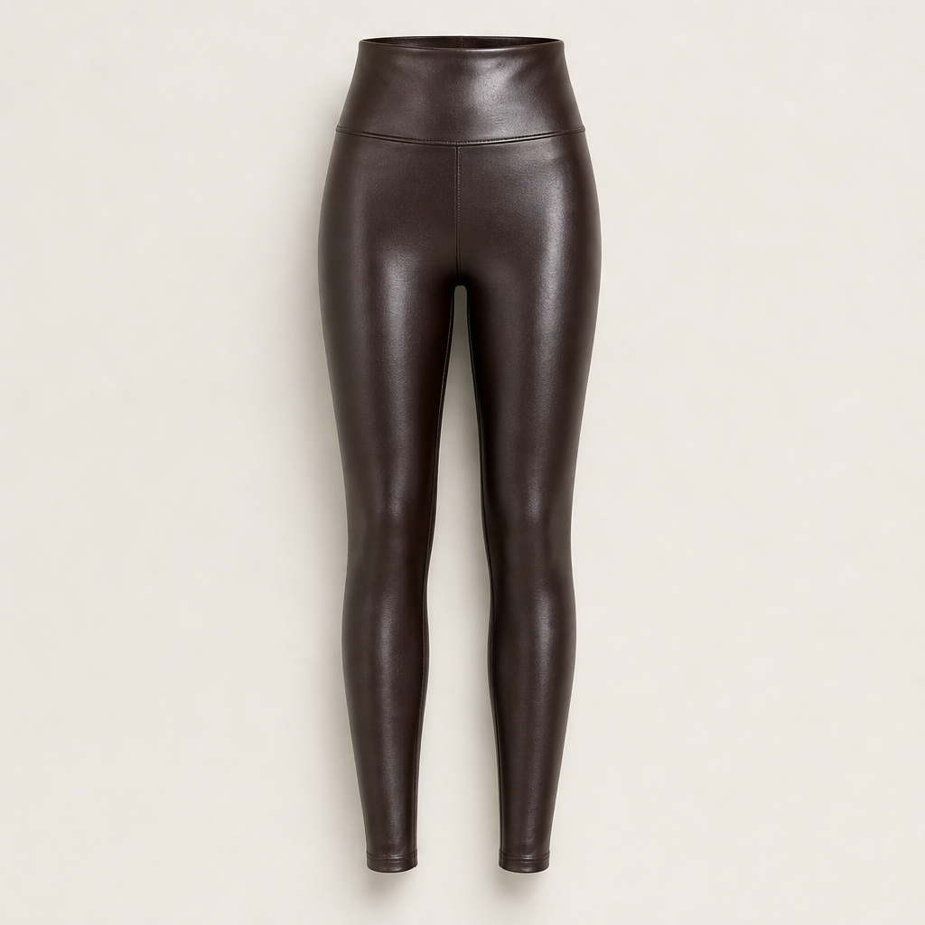 Velnora – Leggings in Ecopelle a Vita Alta Brown