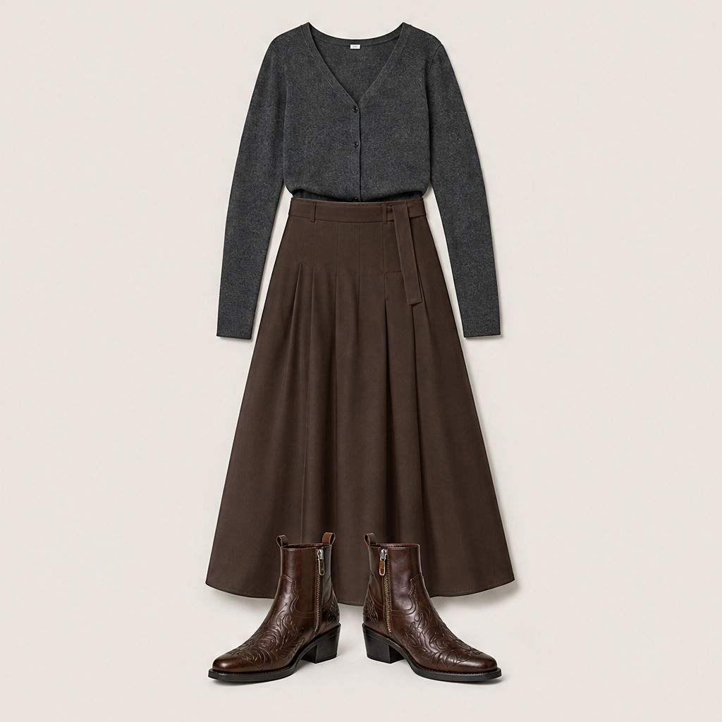 Velmara – Stivaletti Texani Ricamati in Pelle Brown