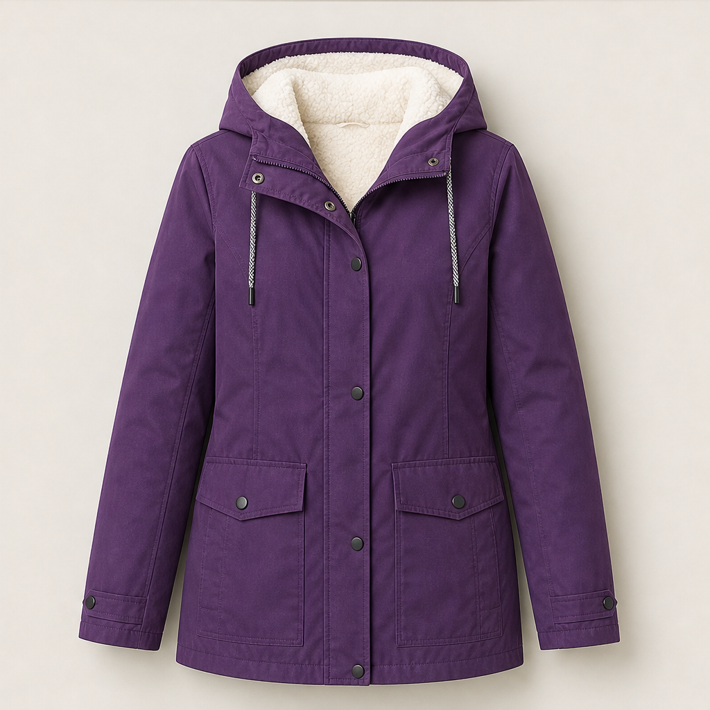 Calorena – Giacca con Cappuccio Foderata in Pile Purple