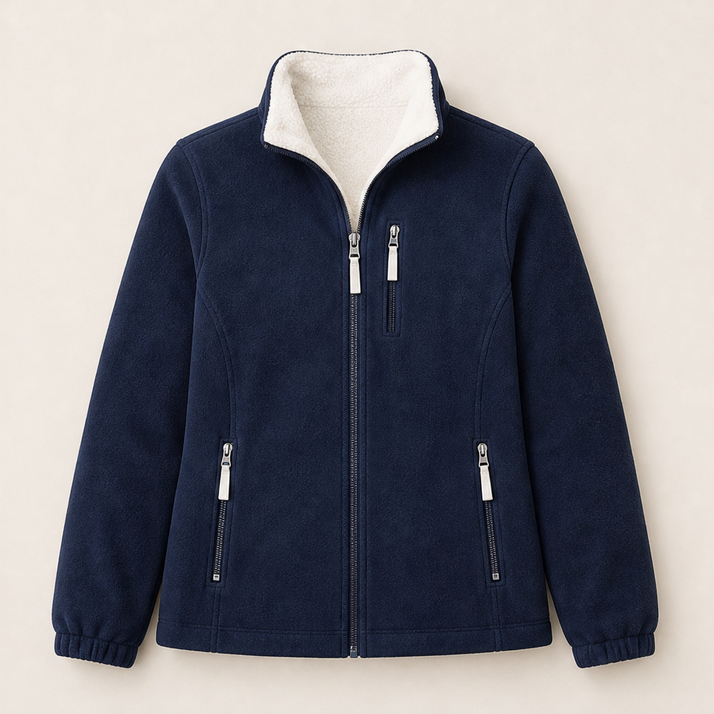 Calorina – Giacca Foderata in Pile con Cappuccio Navy