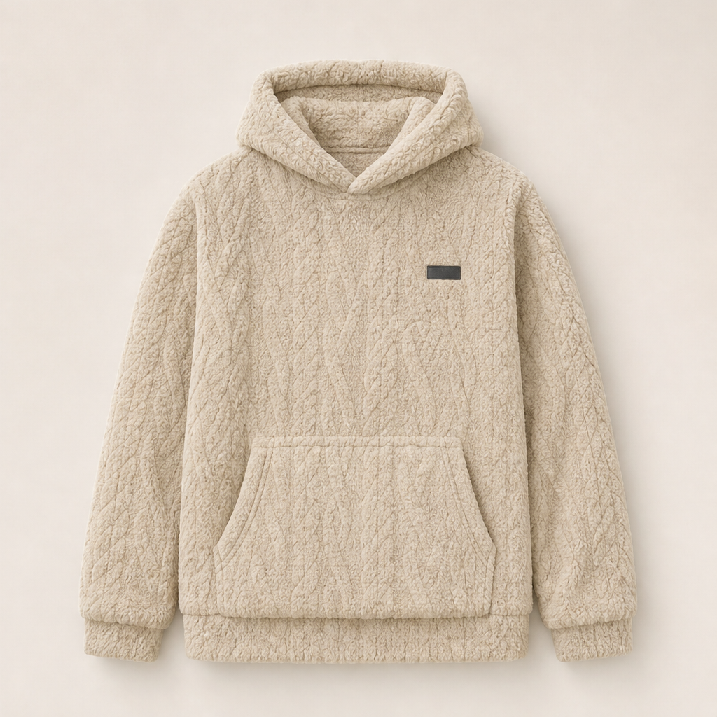 Novarla – Felpa con Cappuccio in Pile Jacquard Beige