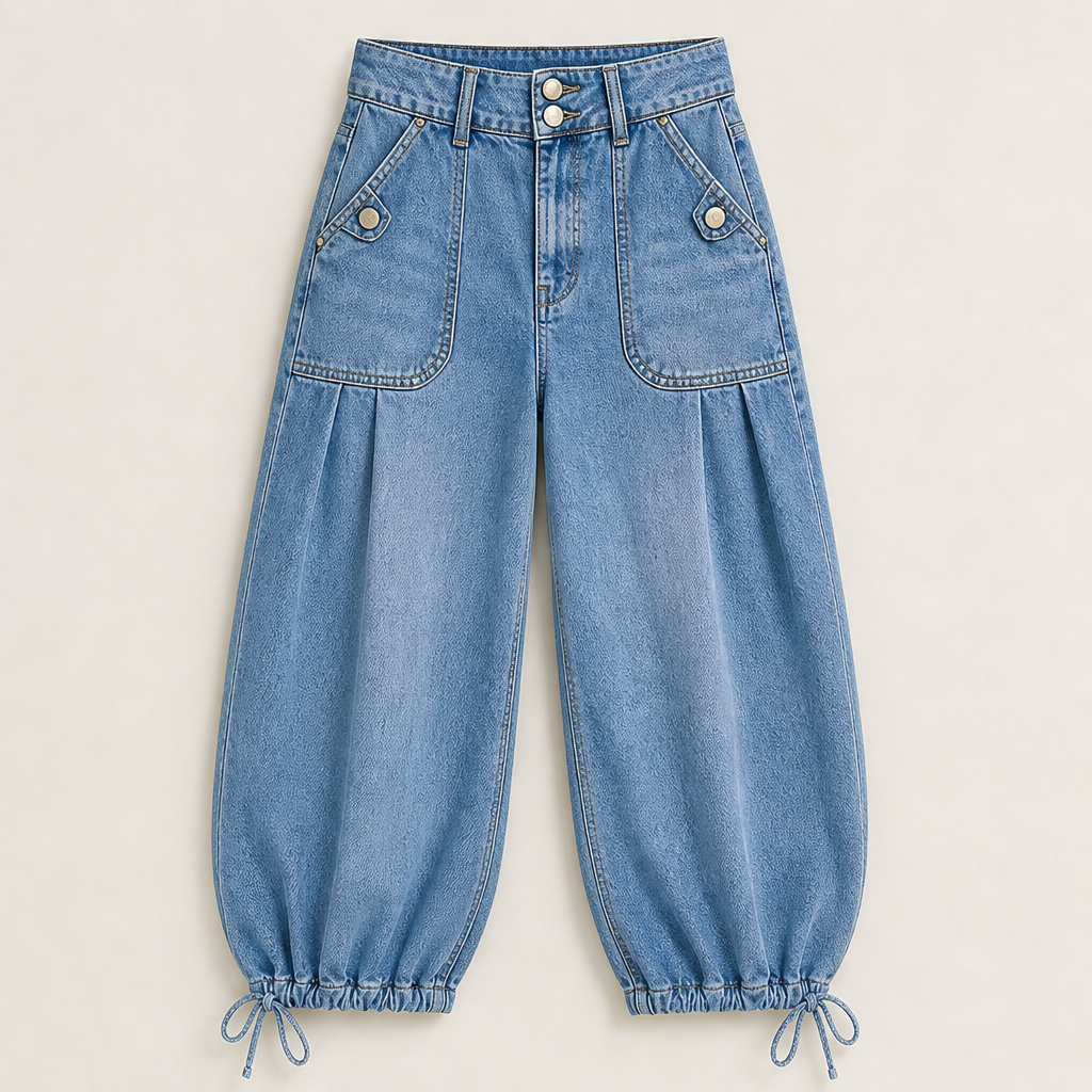 Barellia – Jeans a Vita Alta con Orlo Regolabile Light Blue