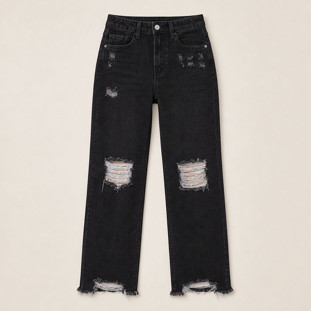 Vareluna – Jeans Strappati Effetto Vintage Black