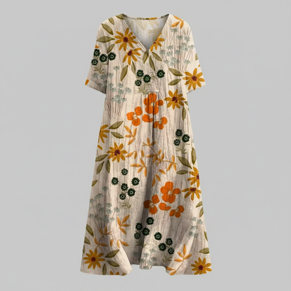 Abito Floreale Estivo Donna Midi Scollo a V | Abbigliamento Donna