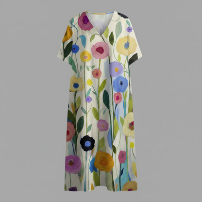 Abito Floreale Estivo Donna Midi Scollo a V | Abbigliamento Donna