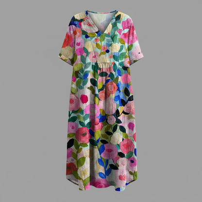 Abito Floreale Estivo Donna Midi Scollo a V | Abbigliamento Donna