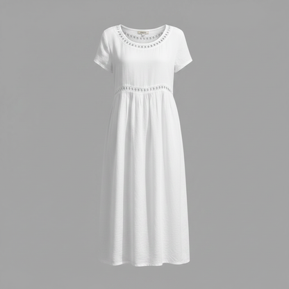 Abito Midi Estivo Donna | Lino con Pizzo e Linea A