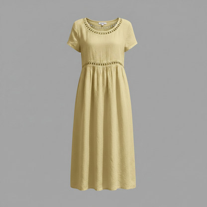 Abito Midi Estivo Donna | Lino con Pizzo e Linea A