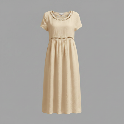 Abito Midi Estivo Donna | Lino con Pizzo e Linea A