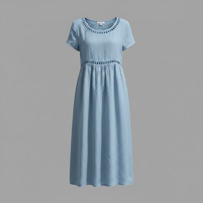 Abito Midi Estivo Donna | Lino con Pizzo e Linea A