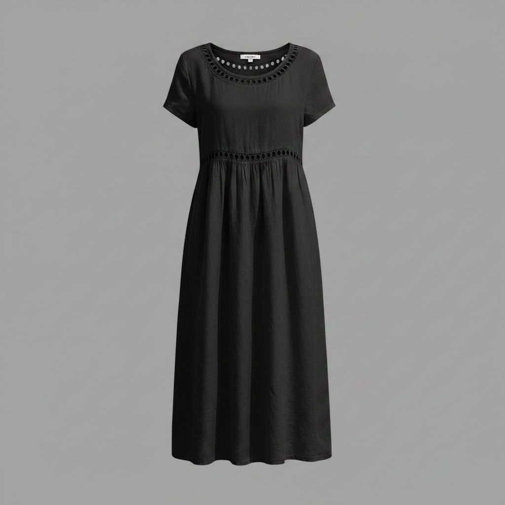Abito Midi Estivo Donna | Lino con Pizzo e Linea A
