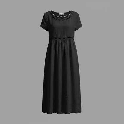 Abito Midi Estivo Donna | Lino con Pizzo e Linea A
