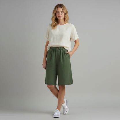 Bermuda Donna Vita Elastica Taglio Rilassato Estate