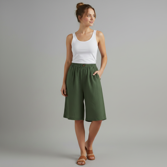 Bermuda Donna Vita Elastica Taglio Rilassato Estate
