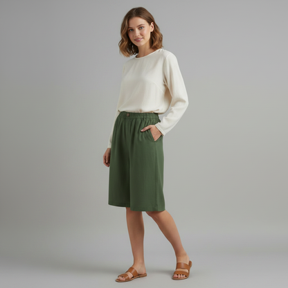 Bermuda Donna Vita Elastica Taglio Rilassato Estate
