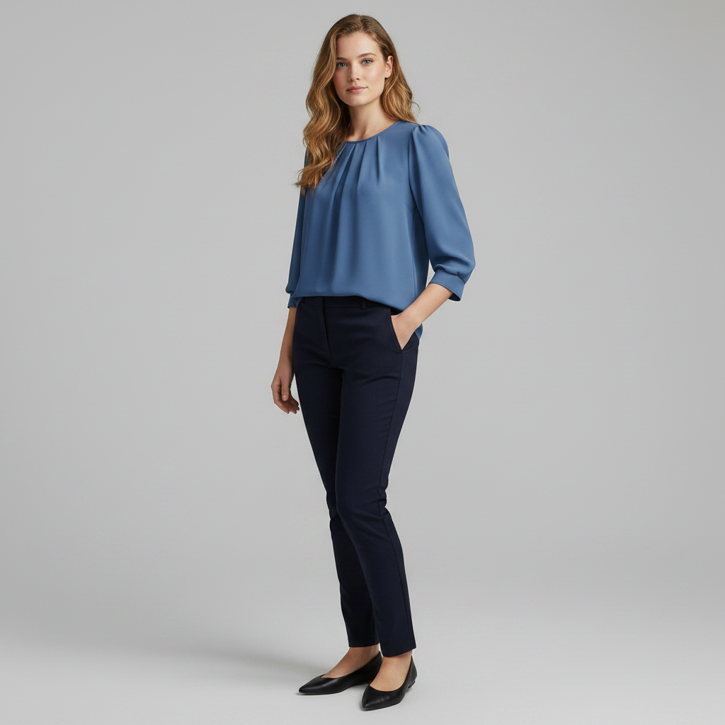 Camicetta Donna Maniche Ampie Girocollo Elegante