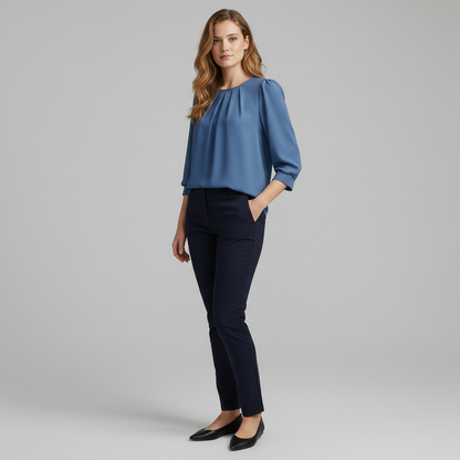 Camicetta Donna Maniche Ampie Girocollo Elegante