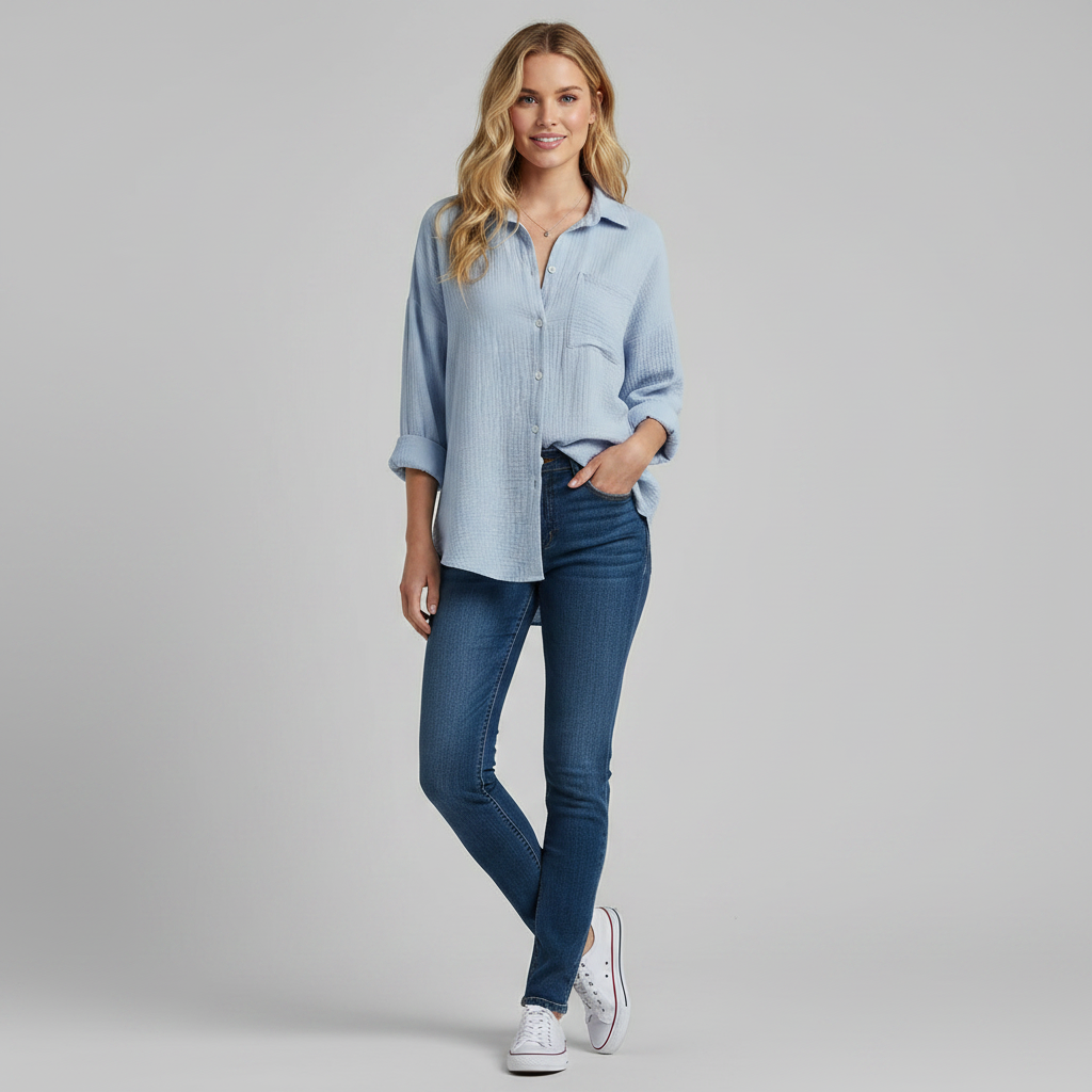 Camicetta Donna Oversize in Mussola | Blusa Casual Estiva