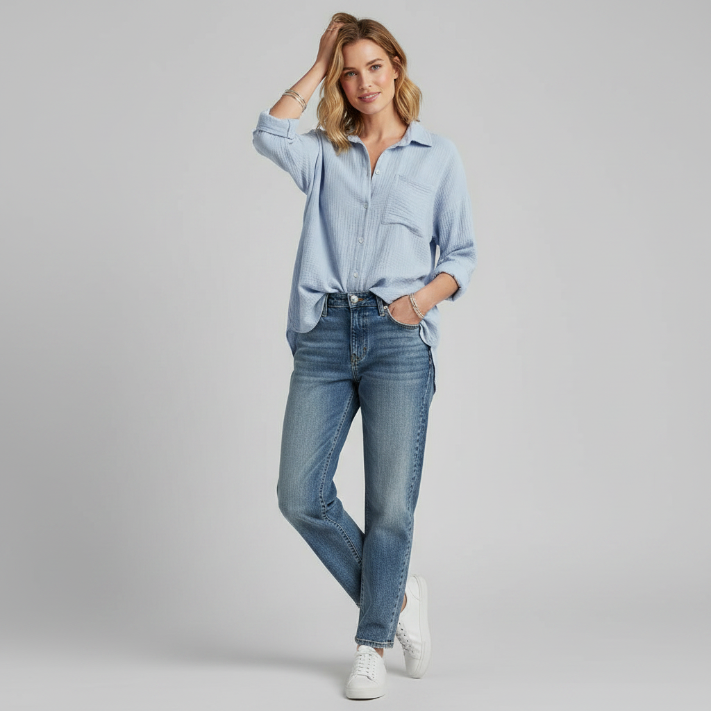 Camicetta Donna Oversize in Mussola | Blusa Casual Estiva