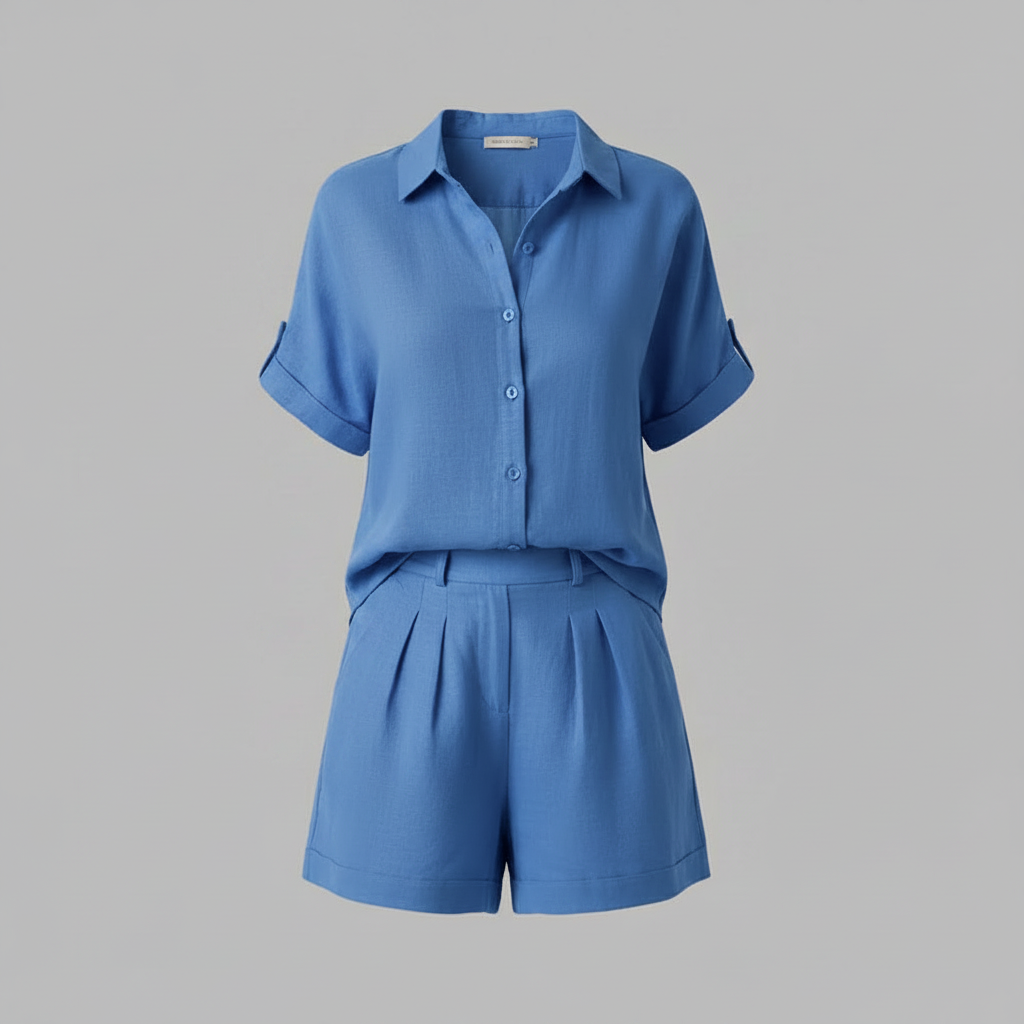 Set Donna In Lino | Camicia Oversize e Shorts Alta Vita