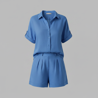 Set Donna In Lino | Camicia Oversize e Shorts Alta Vita