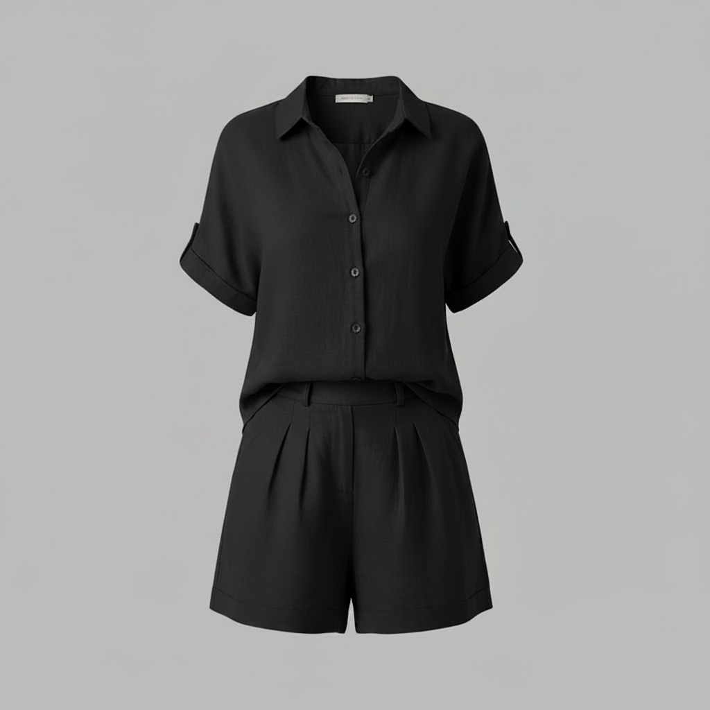 Set Donna In Lino | Camicia Oversize e Shorts Alta Vita