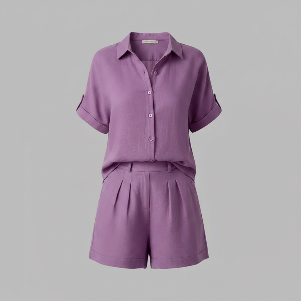 Set Donna In Lino | Camicia Oversize e Shorts Alta Vita