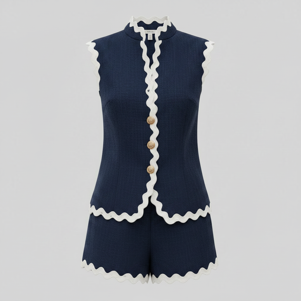 Set Donna Due Pezzi | Blazer Senza Maniche e Pantaloncini