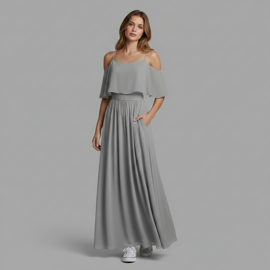 Set Estivo Donna Chiffon | Top Spalle Scoperte e Pantaloni Palazzo