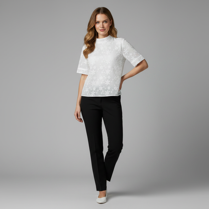 Top Donna Elegante Collo Alto Ricamato | Abbigliamento Femminile