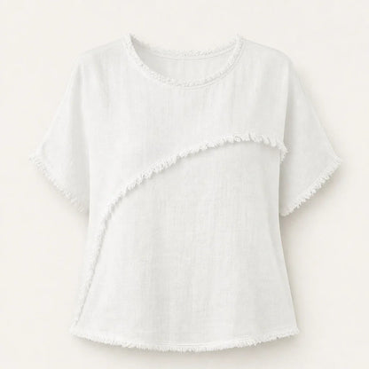 Frayla Top Estivo da Donna con Bordi a Vivo - Maglia Casual Girocollo dalla Vestibilità Comoda