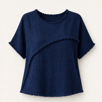 Frayla Top Estivo da Donna con Bordi a Vivo - Maglia Casual Girocollo dalla Vestibilità Comoda