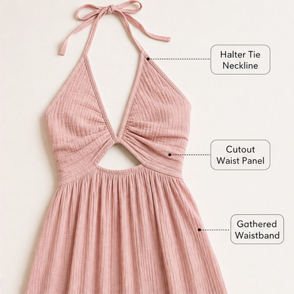 Solenne Abito Lungo da Donna con Scollo all'Americana - Vestito Estivo Schiena Scoperta con Scollo a V e Spacco Alto