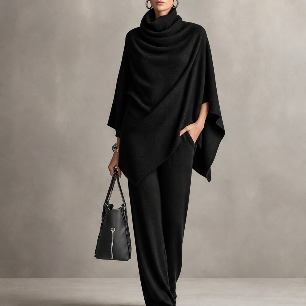 Voralia – Completo Cappa Collo Alto e Pantaloni Larghi lifestyle