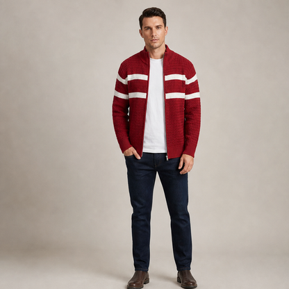 Varnoci – Cardigan Uomo a Righe con Zip lifestyle