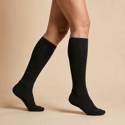 Calze a Compressione in Bambù Nere | Gambaletto Graduato 15-20 mmHg - Fit Ampio Original Wide lifestyle