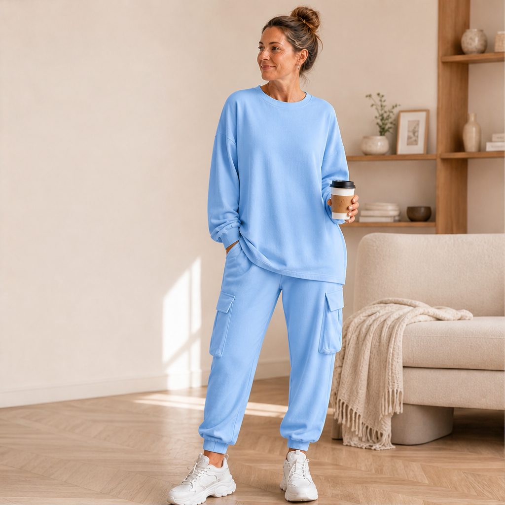Varonne – Completo Felpa Girocollo e Pantaloni Cargo lifestyle