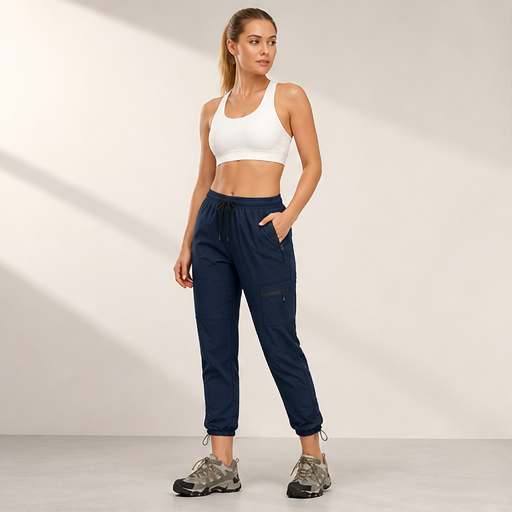 Pantaloni da Trekking Blu Navy | Asciugatura Rapida con 5 Tasche con Zip - Vita Elastica Regolabile lifestyle